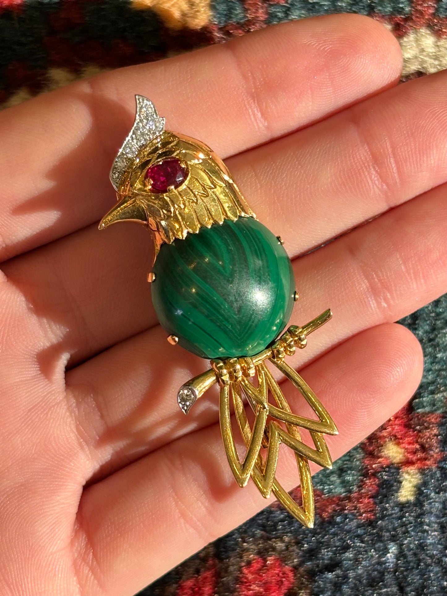 Cartier Gem Set and Diamond Bird Brooch