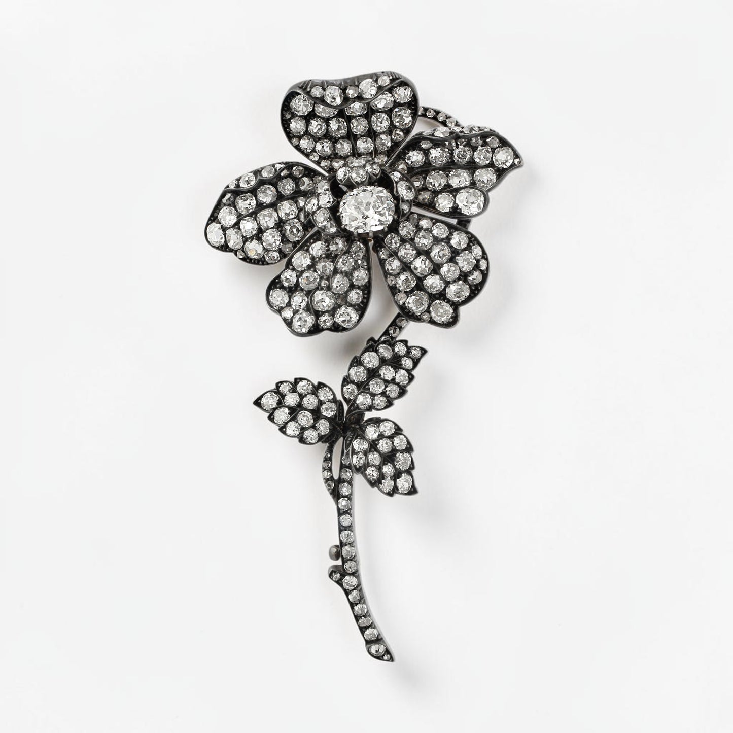 Victorian Diamond Flower Brooch