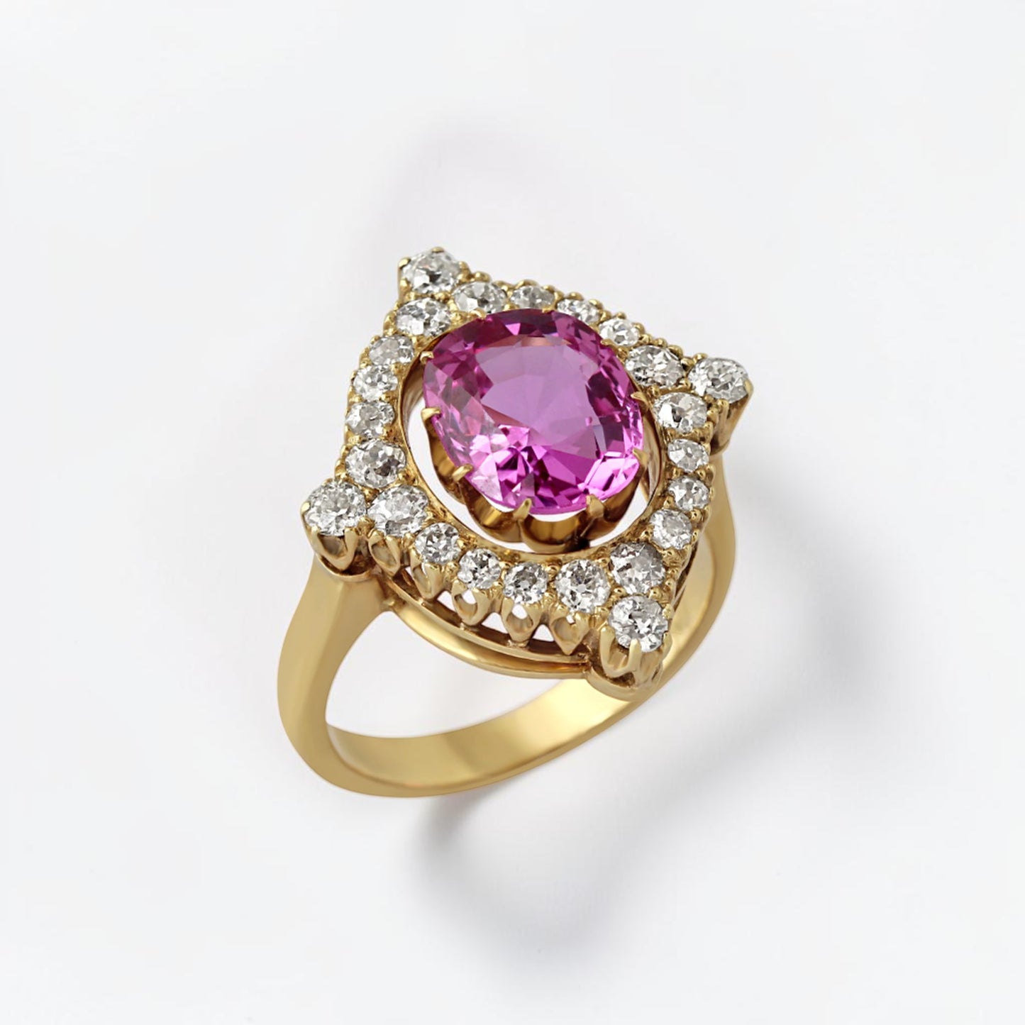Pink Sapphire and Diamond Ring