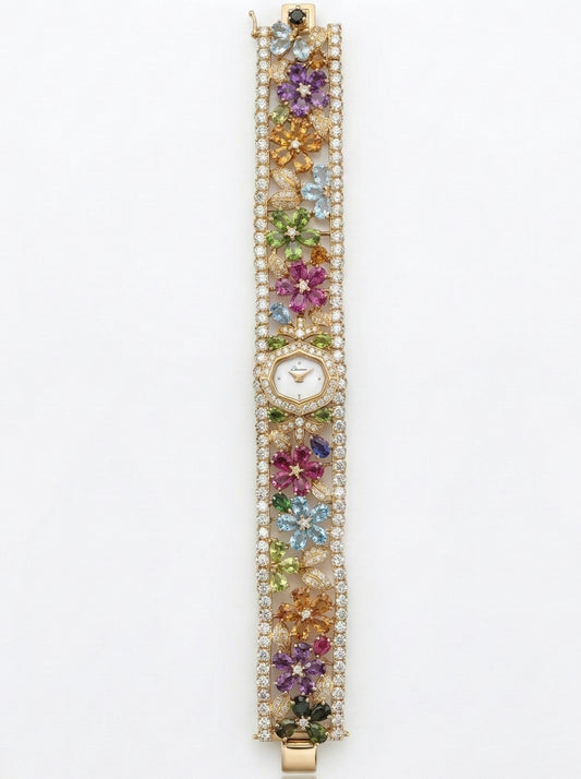 Kutchinsky, 18 KT Gold And Gem Set Quartz Bracelet Watch