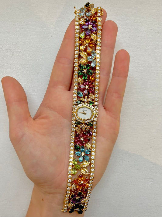 Kutchinsky, 18 KT Gold And Gem Set Quartz Bracelet Watch