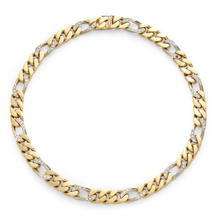 Bulgari Gold Diamond Curb Link Necklace
