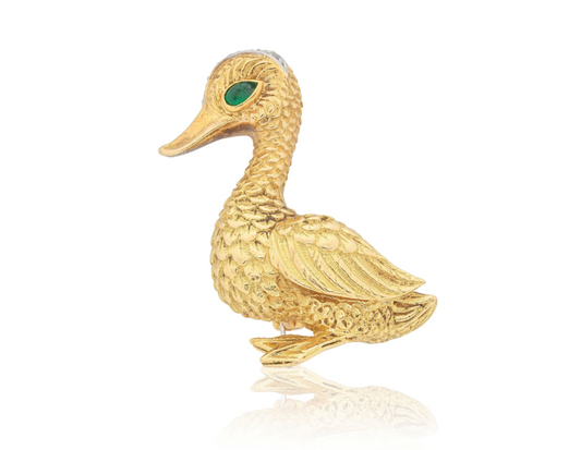 Cartier, Diamond and Gem Set Duck Brooch