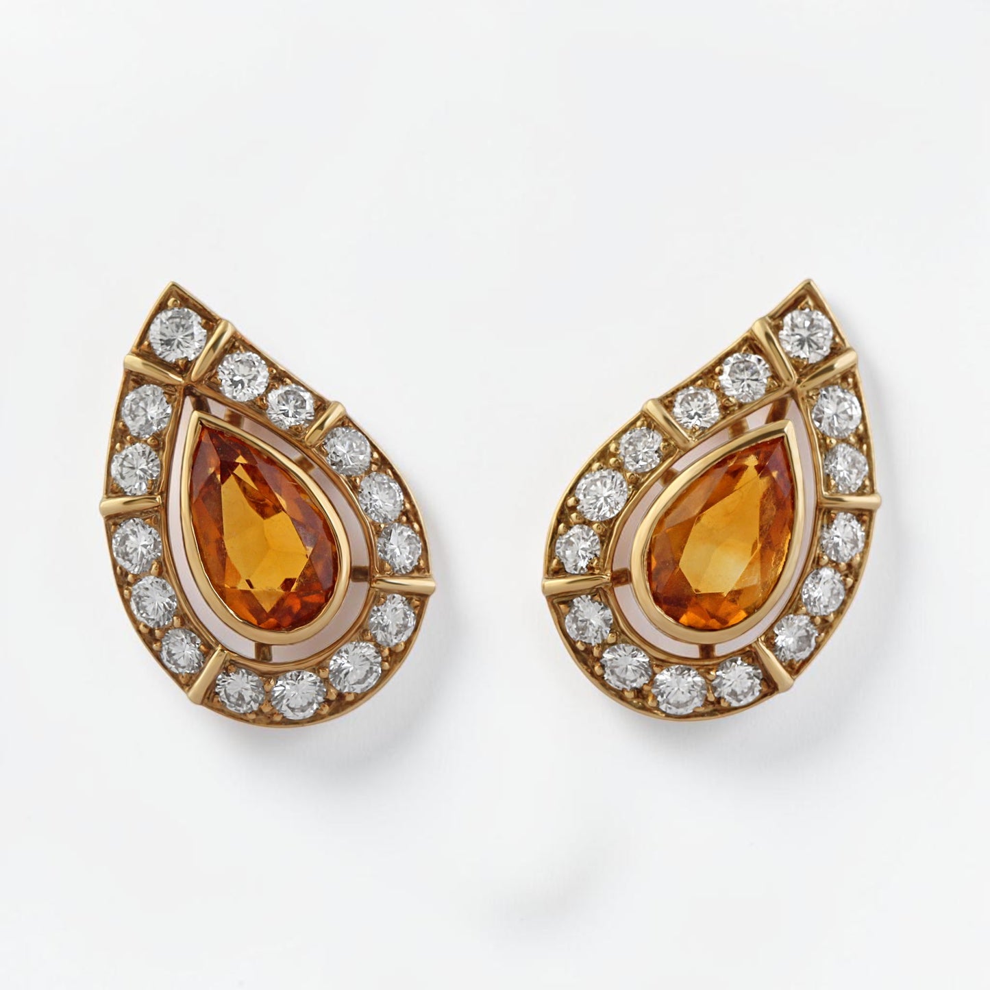Cartier Gold Citrine Diamond Earrings