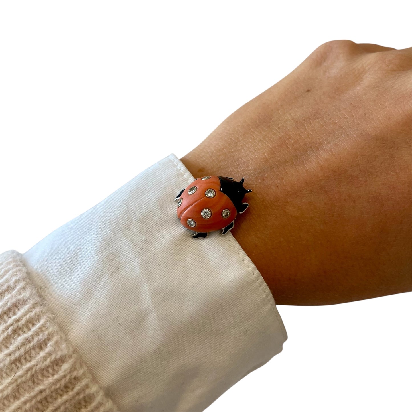 Cartier Gold, Diamond and Coral Ladybird Brooch