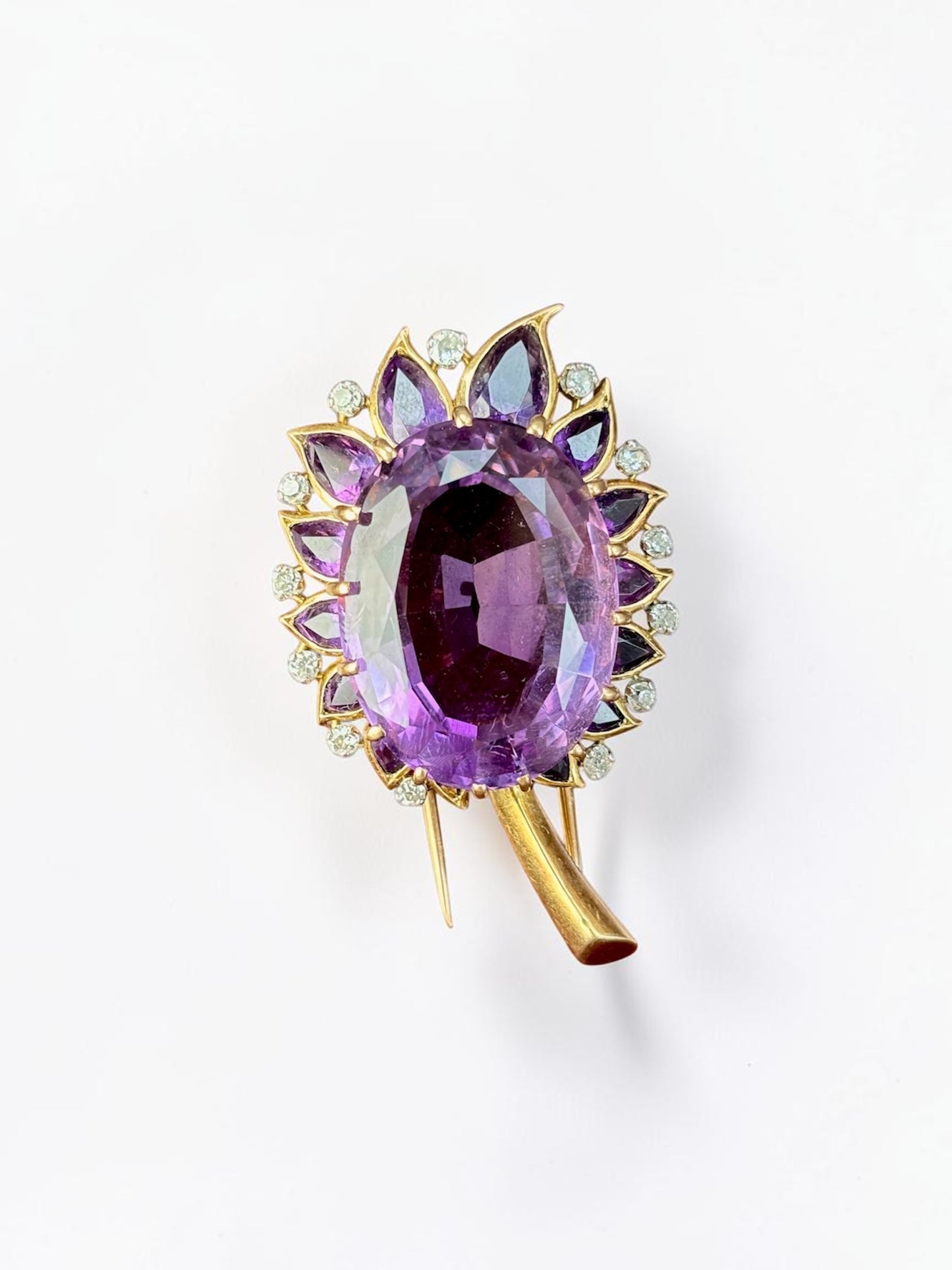 Amethyst and Diamond Brooch