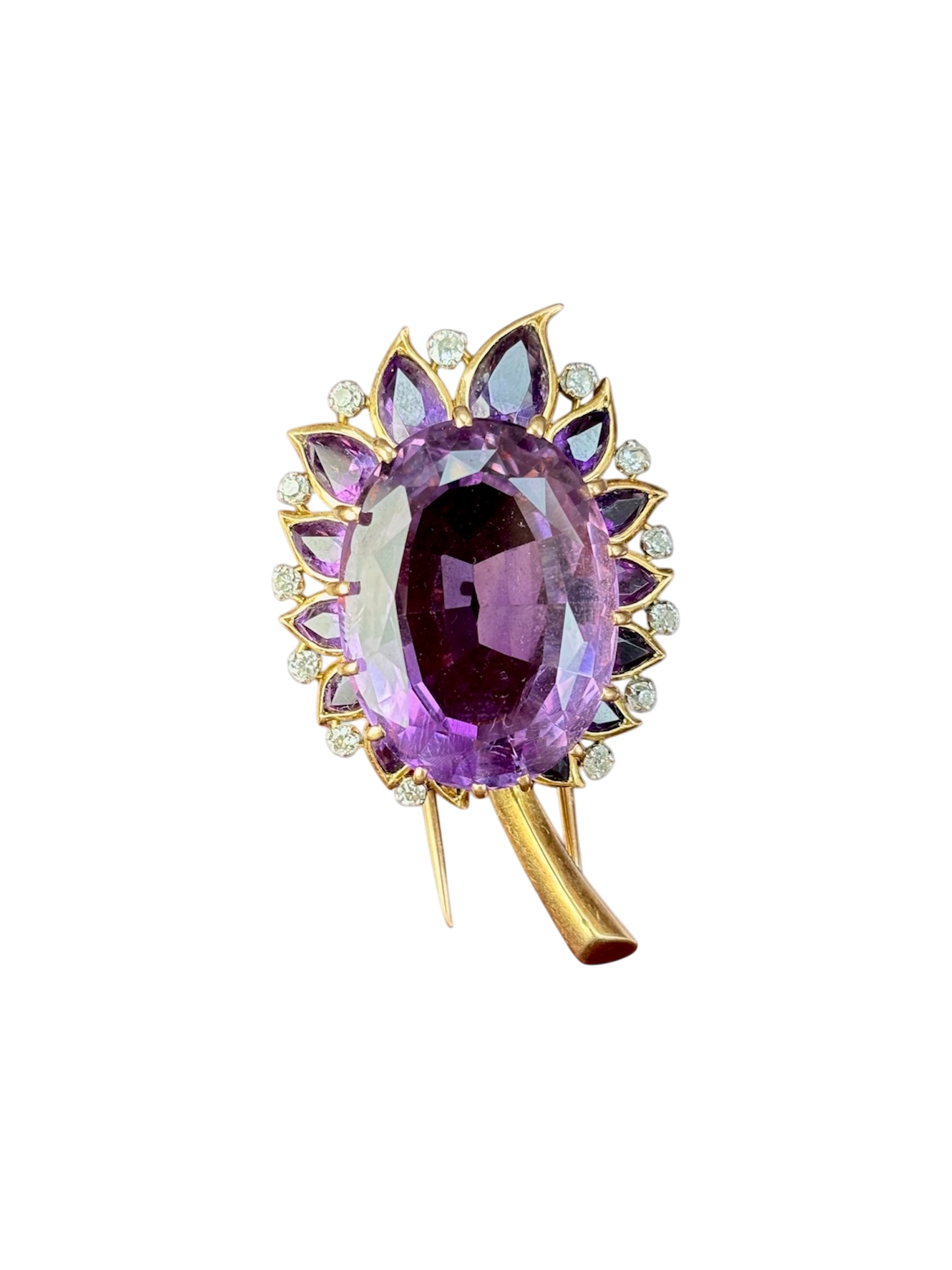 Amethyst and Diamond Brooch