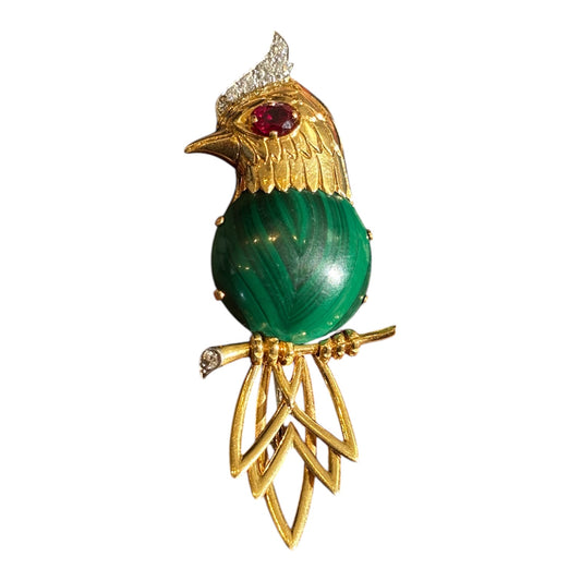 Cartier Gem Set and Diamond Bird Brooch