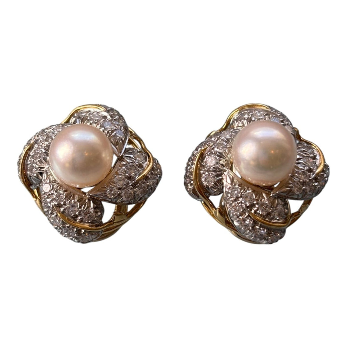Tiffany & Co by Jean Schlumberger Diamond and Cultured Pearl Earclips